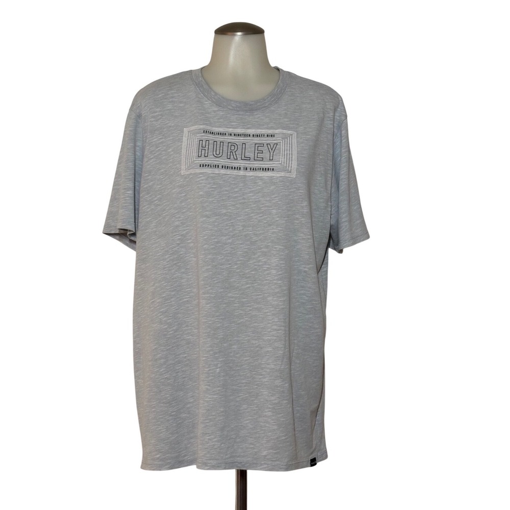 Hurley T-Shirt Mens XL Gray H2O-Dri Graphic Logo Short Sleeve NWOT